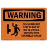 Signmission OSHA WARNING Sign, Crush Hazard Stay Clear Of Die Set, 14in X 10in Aluminum, 10" W, 14" L, Landscape OS-WS-A-1014-L-12538